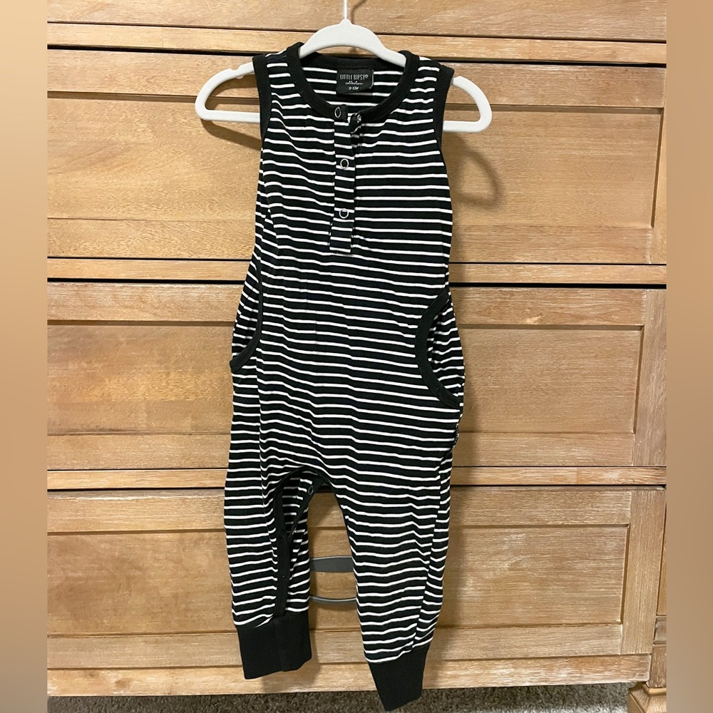 Little Bipsy Striped Black Tank Romper 9-12 Months